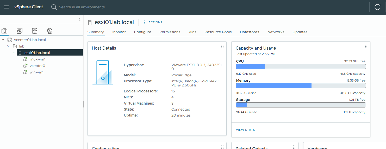 Base Lab Setup Part 1.6: Deploy a Nested vSphere 8 Environment